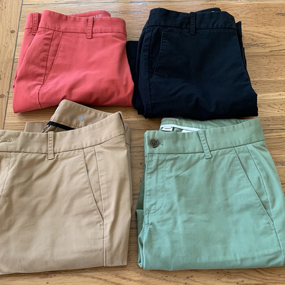 J Crew Frankie Chino Pants. Size 4. 5 colors : Olive Green,Tan,Rust,Black,Purple